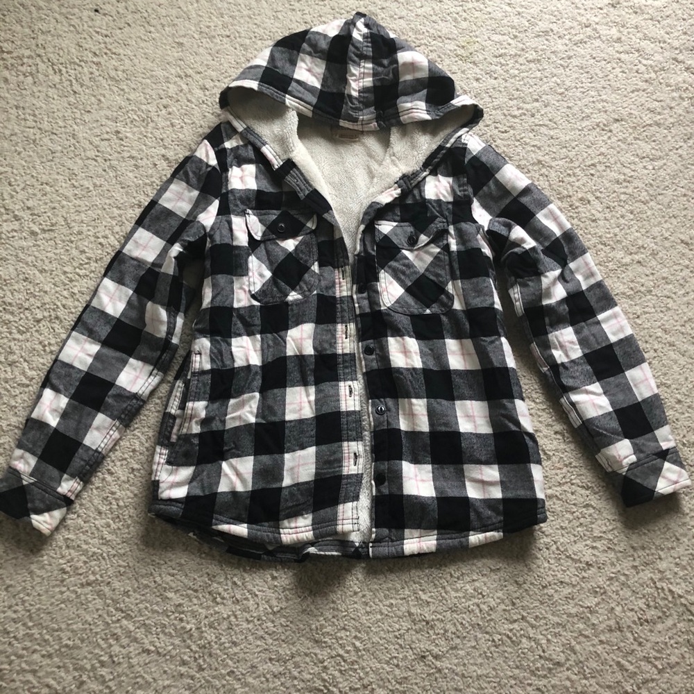 Boston Traders Flannel Sherpa Button Up Jacket S